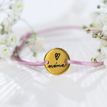 gravirovany naramek mama s ocelovym medailonkem 12 mm
